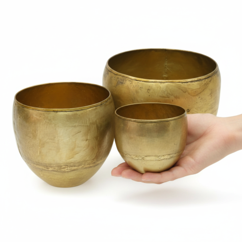 Artikel Deko Vasen Messing-Optik Metallvasen Ø18/15/12,5cm 3er-Set