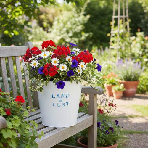 Blumentopf groß Weiß, Blau Metalldeko Übertopf Ø22×H21cm | Floristik24.de