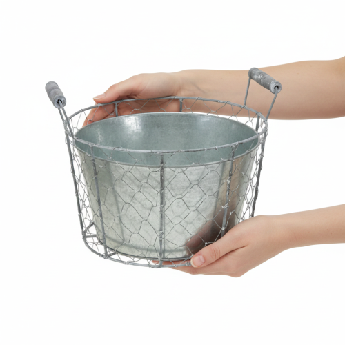 Artikel Drahtkorb Topf zum Bepflanzen Frühlingskorb Metall Ø26cm