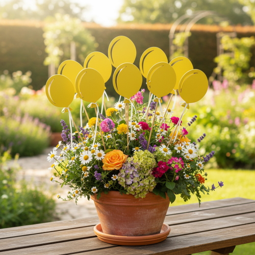 Blumenstecker Strauß Deko Kuchentopper Luftballon Gelb 28cm 8 St | Floristik24.de