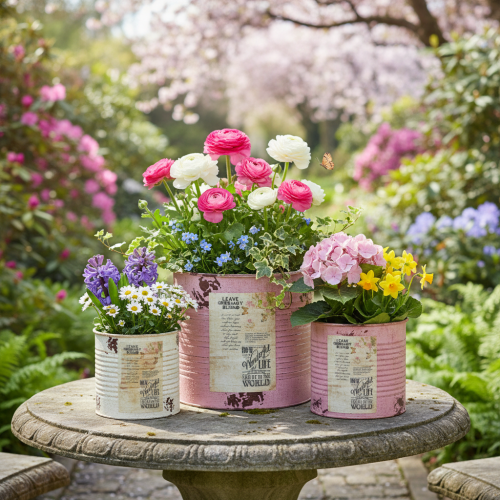 Artikel Blumentopf Set für Balkon und Garten Pflanzdose Dekoration Vintage Stil 15cm 3St