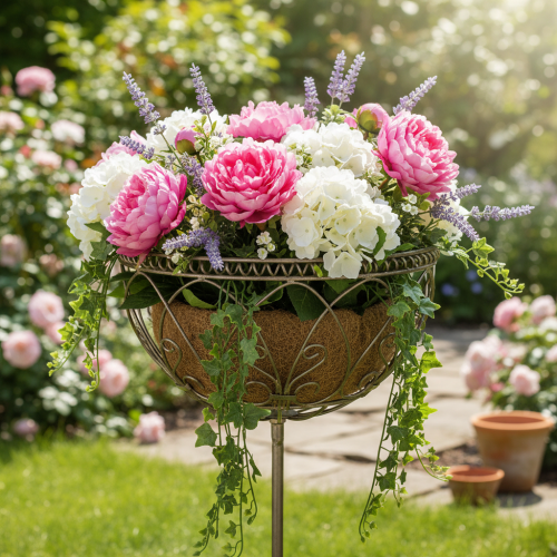 Metallkorb Garten Vintage Stil Dekorationsartikel für stilvolle Outdoor Nutzung 95cm | Floristik24.de