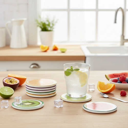 Artikel Obst Untersetzer Set Fruchtdesign Tischdekoration Küche Wohnzimmer 10cm 6St