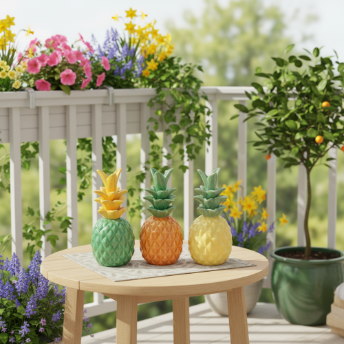 Artikel Deko Ananas Keramik Bunte Keramikdeko Sortiert 17cm 3St