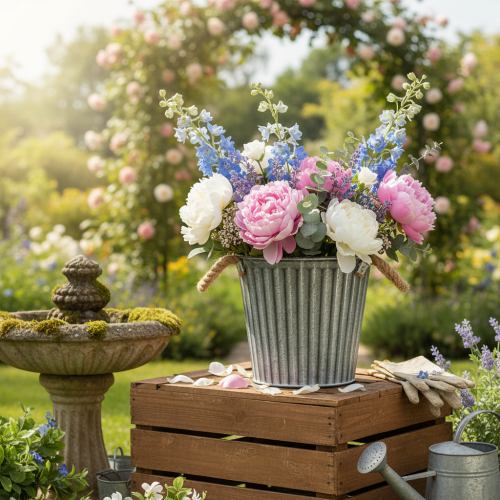 Deko-Topf zum Bepflanzen, Metalltopf mit Henkeln, Metalldeko Shabby Chic Ø21,5cm | Floristik24.de