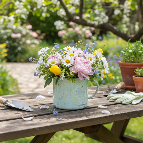 Deko Tasse Pflanztopf Mandala emailliert Ø13cm H12cm | Floristik24.de