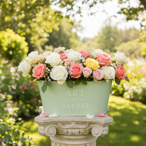 Blumenschale oval Zink Mintgrün 27×18cm H12,5cm | Floristik24.de