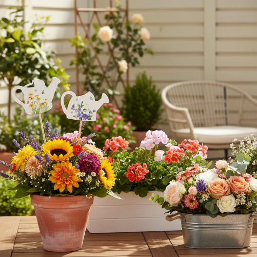Artikel Gießkannen Dekostecker für Blumensträuße und Balkon Blumendekoration 34cm 12 St