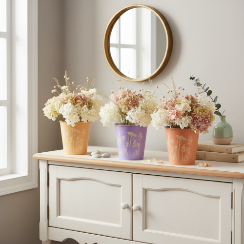 Übertopf Blumenmotiv in Pastellfarben für Balkon und Tischdeko 10cm 3St | Floristik24.de