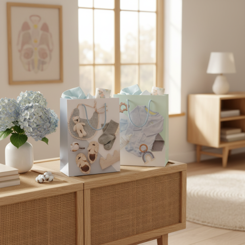 Artikel Geschenktasche Baby Junge Ideal für Babygeschenke zur Geburt 23cm 2St