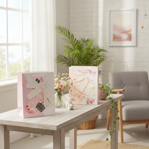 Geschenktüten Baby Mädchen Geschenktaschen Geburt 23×18cm 2St | Floristik24.de