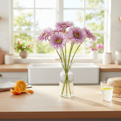 Künstliche Blumen Gerbera Garten Kunstblumen Lila 47cm 6St | Floristik24.de