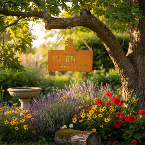 Schild mit Spruch Frosch Metallschild Garten Edelrost 38cm | Floristik24.de