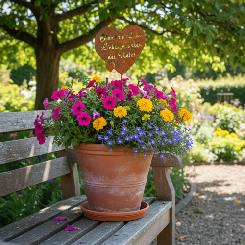 Blumenstecker Herz mit Spruch Rost Metall Gartendeko 10cm 6 St | Floristik24.de