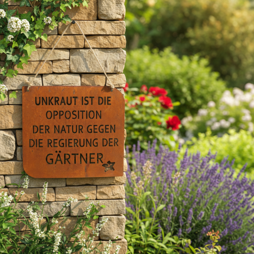 Gartenschild mit Spruch „Unkraut“ Rost Deko Garten 35×30cm | Floristik24.de