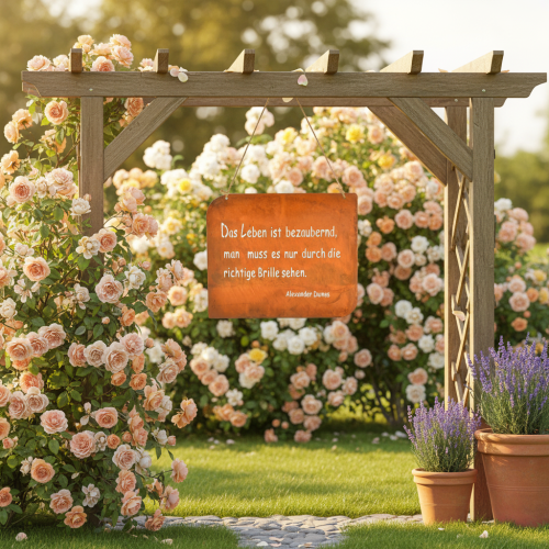 Gartenschild Rost Metall mit Spruch Das Leben 35x30cm | Floristik24.de
