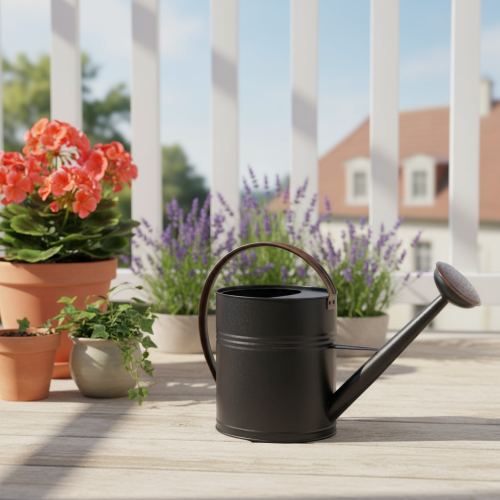Deko Gießkanne Vintage Metall Schwarz Olivgrün 60x19x38cm Eyecatcher Balkon Wintergarten | Floristik24.de