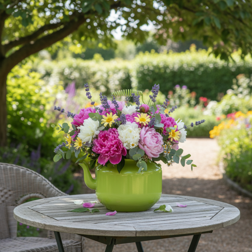 Dekorative Teekanne als Blumenvase Nostalgie-Retro Stil | Floristik24.de