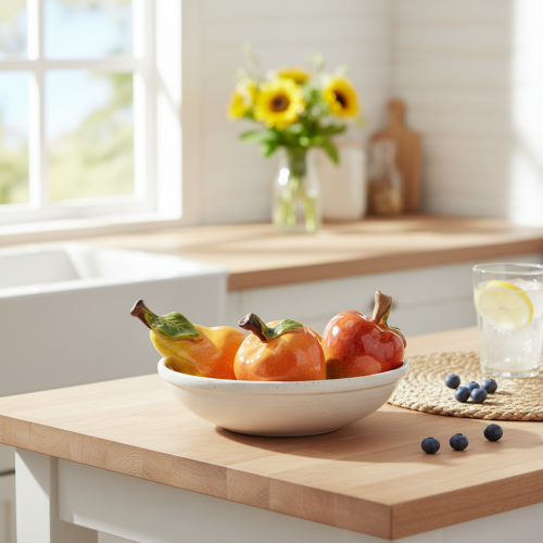 Künstliches Obst Set Apfel Birne Dekorationsartikel Herbst 12cm 3St | Floristik24.de