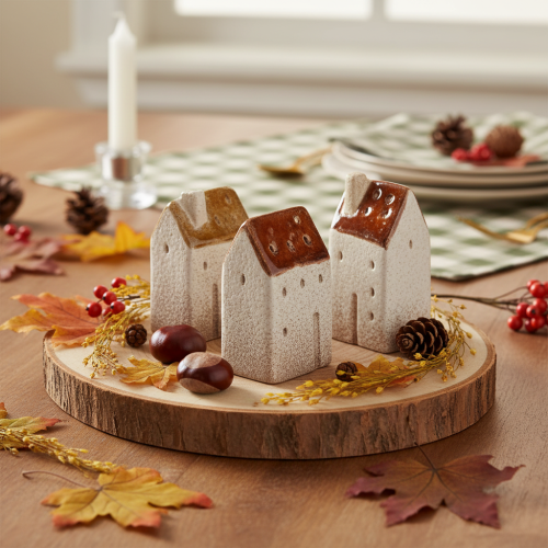 Artikel Dekohaus Keramik Miniatur Häuser Set Tischdeko 9cm 3St
