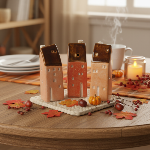 Dekohaus Keramik Miniatur Häuschen Fenster 14cm 3St | Floristik24.de