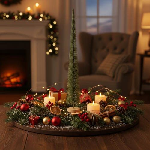 Deko Tannenbaum künstlich mit Holzsockel für Weihnachtsdeko 80cm | Floristik24.de