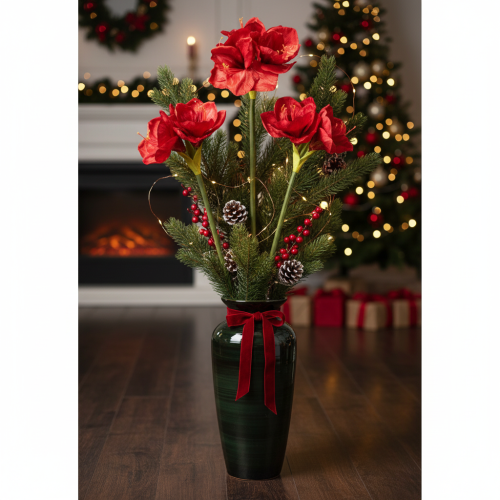 Kunstblume Amaryllis Rot Langer Stiel für Vase und Gesteck 77cm | Floristik24.de