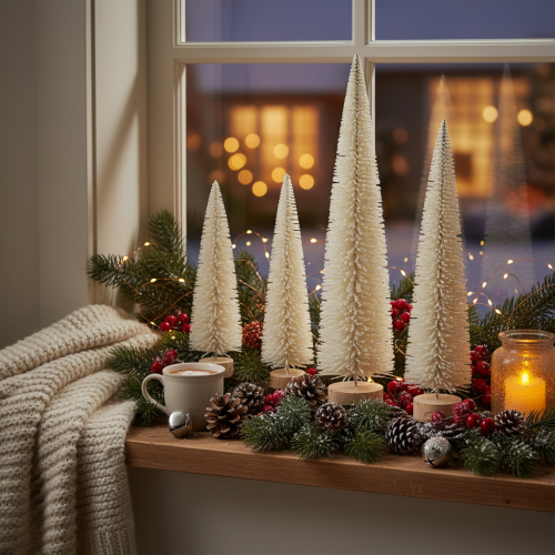 Tannenbaum Dekobaum mit Holzfuß für Winterdeko 40cm 3St | Floristik24.de