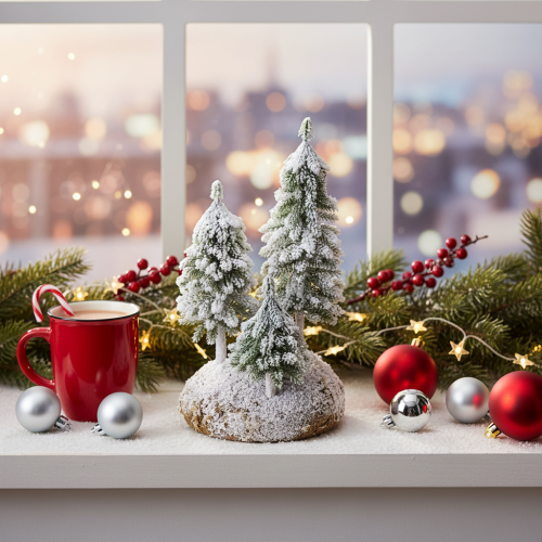 Schneetannen Künstliche Winterlandschaft für Weihnachtsdorf und Tischdeko 29cm | Floristik24.de