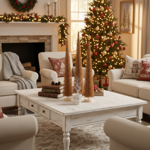 Deko Tannenbaum künstlich schlank mit Holzfuß 40cm 3St | Floristik24.de
