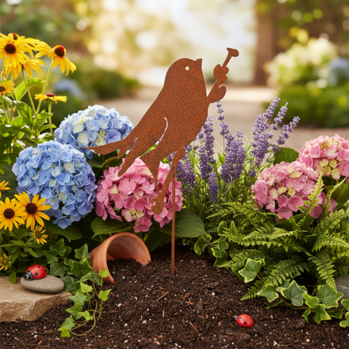 Vogel Gartenstecker Edelrost Dekostecker 52cm | Floristik24.de