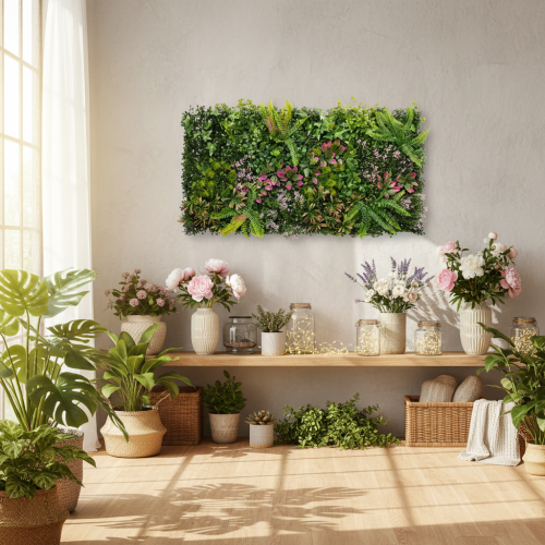 Künstliche Pflanzenwand 100 x 55 cm vertikal Begrünung | Floristik24.de