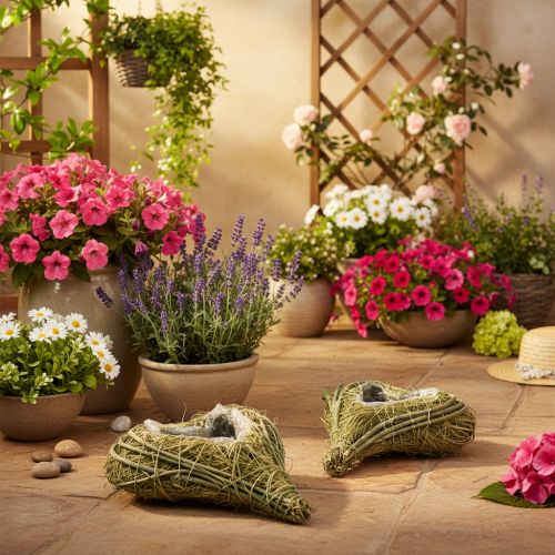 Pflanzherz aus Naturmaterial mit Folieneinsatz 22cm 2St | Floristik24.de