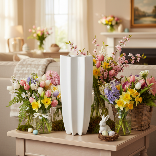 Blumenvase geriffelt Moderne Dekovase 38cm | Floristik24.de