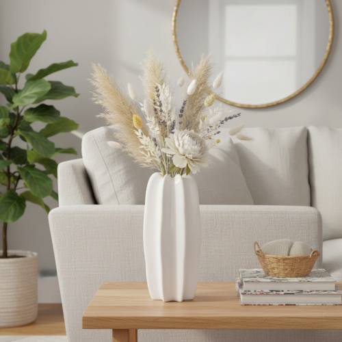 Vase geriffelt Moderne Keramikvase für Trockenblumen 40cm | Floristik24.de