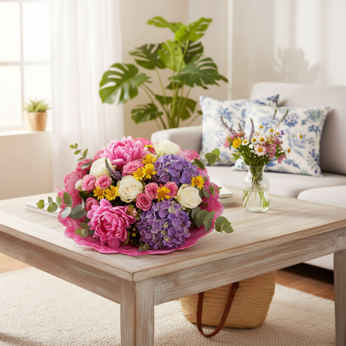 Blumenmanschette Rondella pink für Blumensträuße 48cm | Floristik24.de