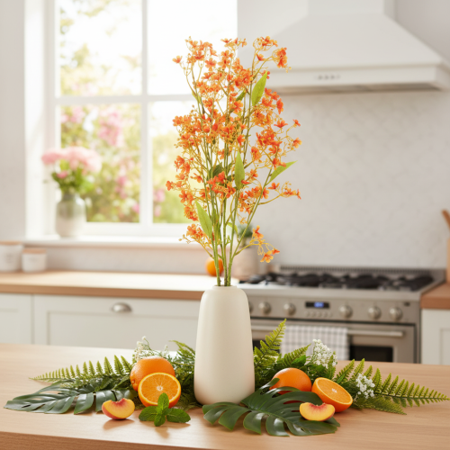 Kunstblume Orchideenzweig Orange filigran Raumdeko 110cm 3St | Floristik24.de