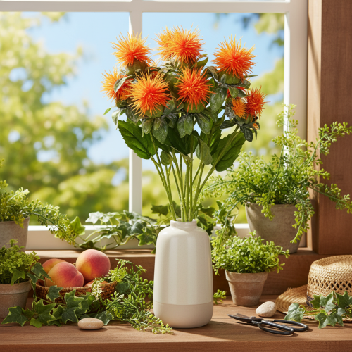 Künstliche Färberdistel orange als Kunstblume für Vasen und Dekoration 55cm 4St | Floristik24.de