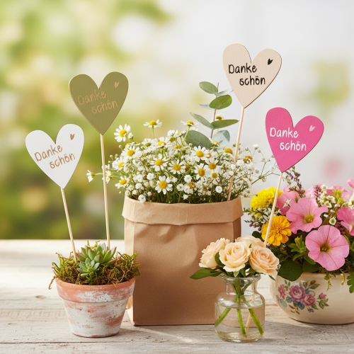 Dekostecker Herz Danke schön für Blumengeschenke 31cm 12St | Floristik24.de