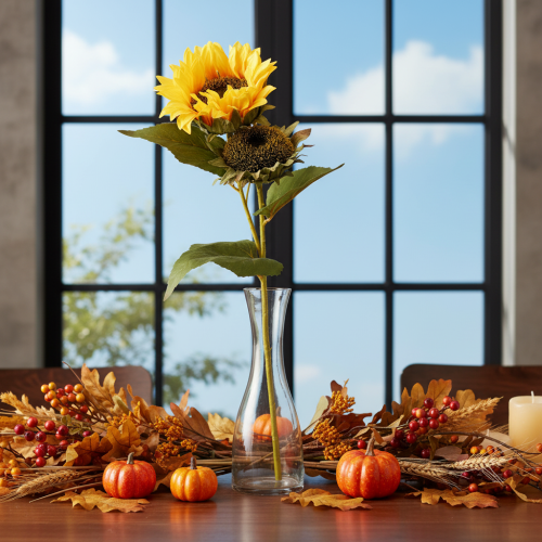 Artikel Sonnenblume künstlich mit realistischen Blättern und Blüten 58cm 3St