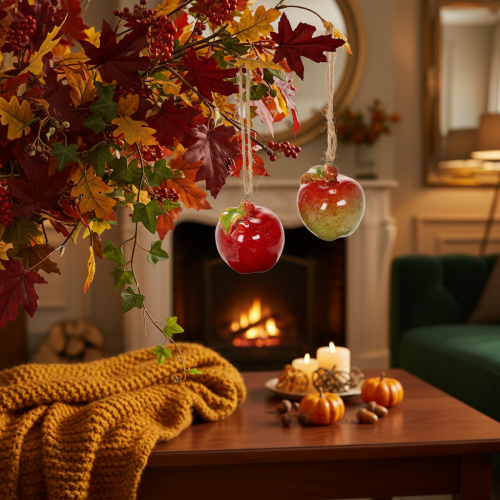 Artikel Herbstdeko Apfel Keramik zum Hängen 5cm 4St
