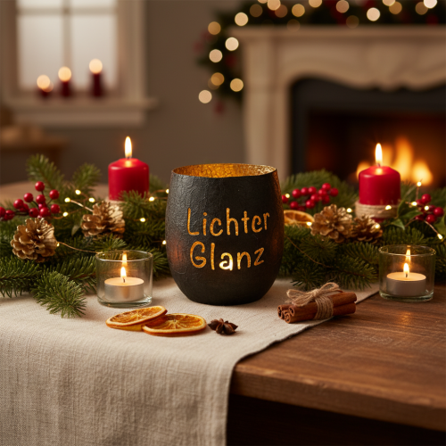 Windlicht Lichter Glanz mit goldener Innenfläche für Tischdekoration 11cm | Floristik24.de