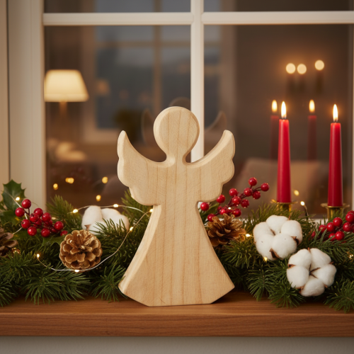 Artikel Holzengel Dekofigur aus hellem Naturholz Weihnachtsdeko 30cm