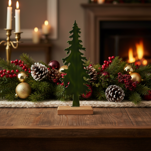 Tannenbaum Figur dekorativ mit Holzfuß 36cm | Floristik24.de