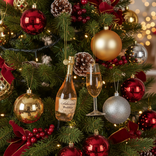 Baumanhänger-Set Sektglas und Sektflasche Weihnachtsdeko 14cm 2St | Floristik24.de
