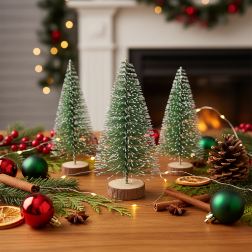 Artikel Künstliche Mini-Tannenbäume als Tischdeko für Weihnachten beschneit 6cm 12St