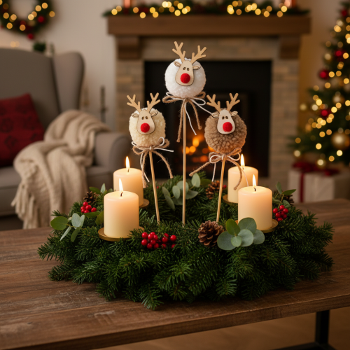 Dekostecker Rentierfigur Pompom Weihnachten 24cm 12St | Floristik24.de