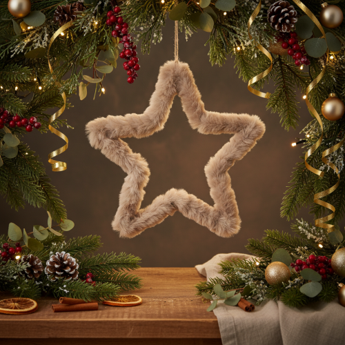 Artikel Deko Stern Kunstfell zum Aufhängen 30cm 3St