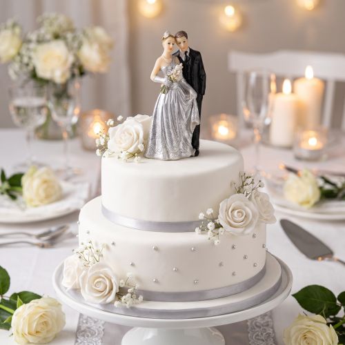 Silberhochzeitspaar 10cm | Floristik24.de