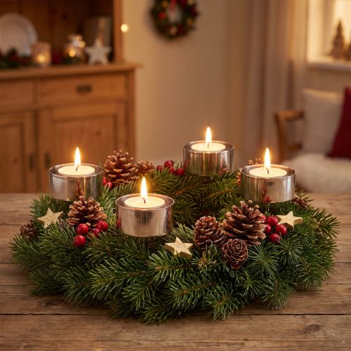 Teelichthalter zum Stecken Adventskranz Silber Ø4cm 8 St | Floristik24.de